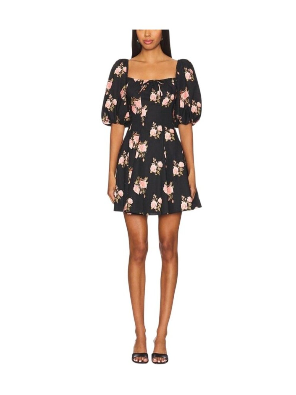 Selkie Mini Day Dress Night Rose Floral Large Cottagecore Puff Sleeve Cotton